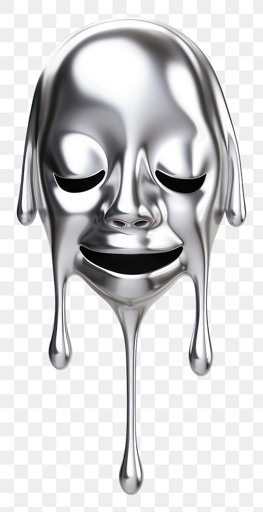 PNG Silver sparkle emoji dripping metal white background representation.