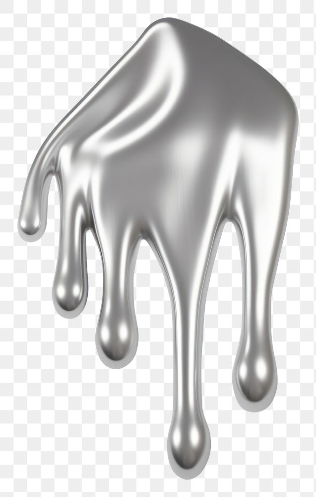 PNG Hand melting dripping silver metal white background.