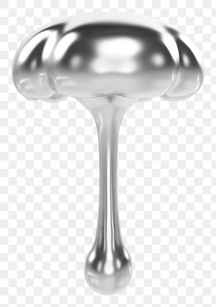 PNG Mushroom melting dripping silver metal spoon.