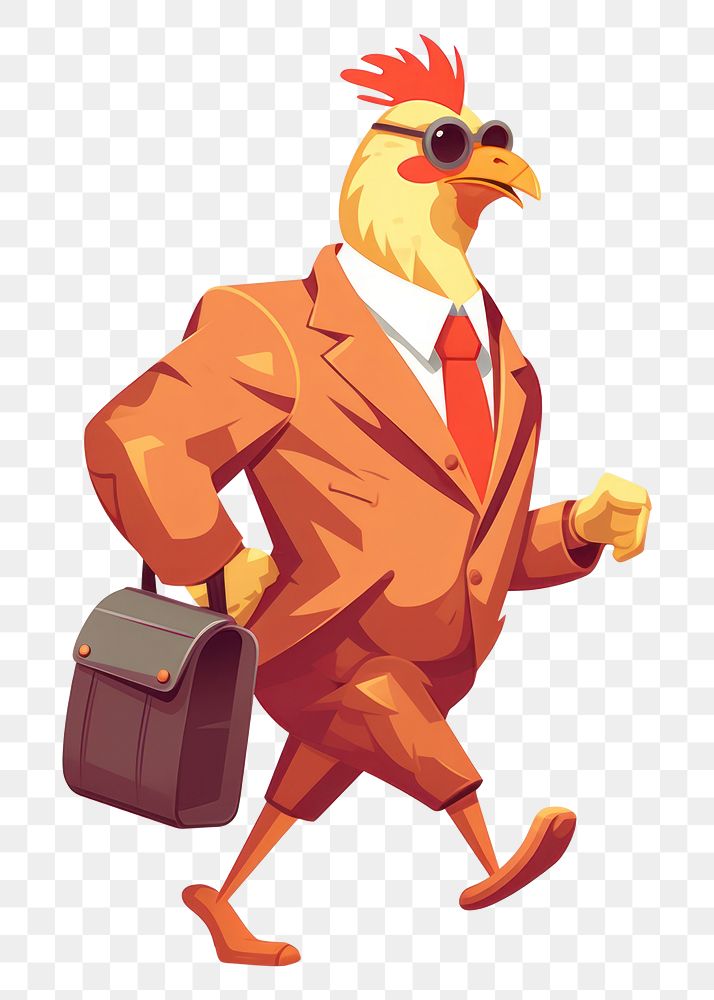 PNG  Chicken animal briefcase cartoon. AI generated Image by rawpixel.