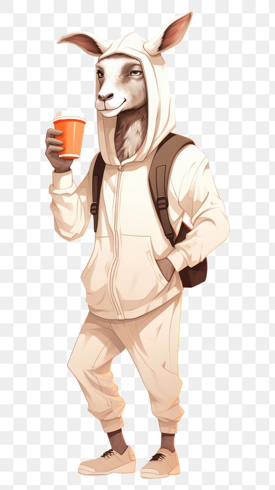 PNG  Goat holding coffee adult. AI generated Image by rawpixel.