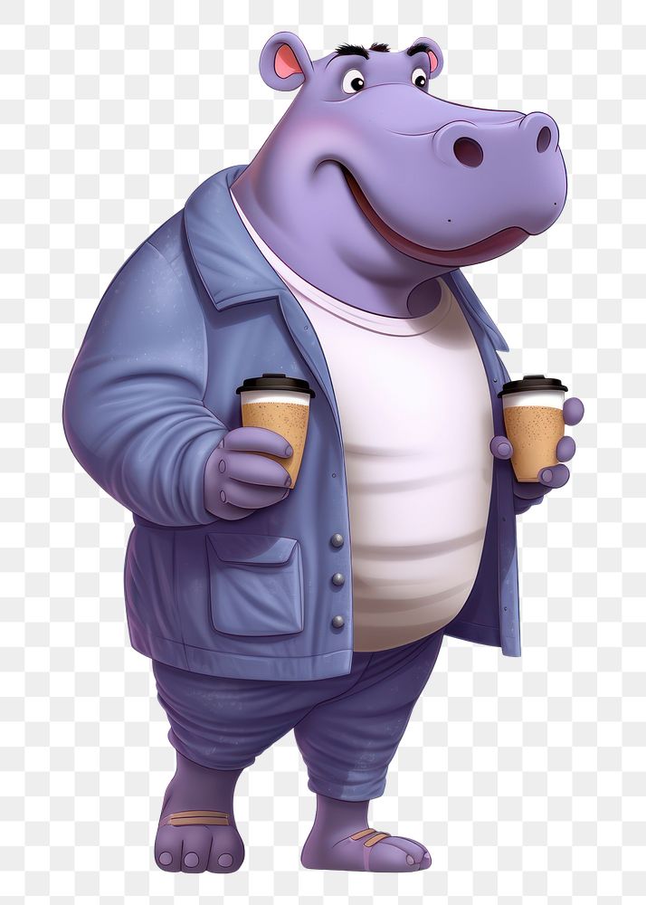 PNG  Hippo mascot animal cup. AI generated Image by rawpixel.