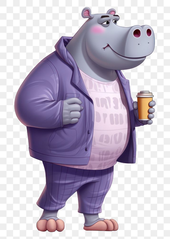 PNG  Hippo cartoon adult representation. AI generated Image by rawpixel.