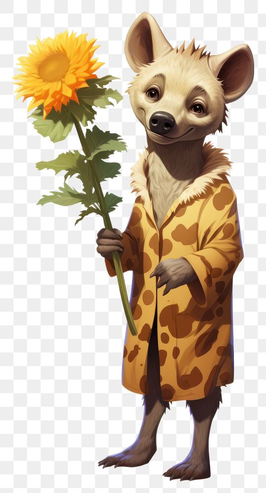 PNG  Hyena flower sunflower mammal. AI generated Image by rawpixel.