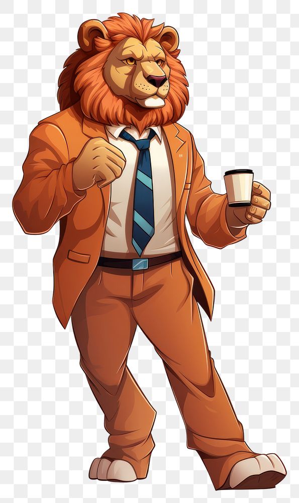 PNG  Lion cup mammal coffee. AI generated Image by rawpixel.