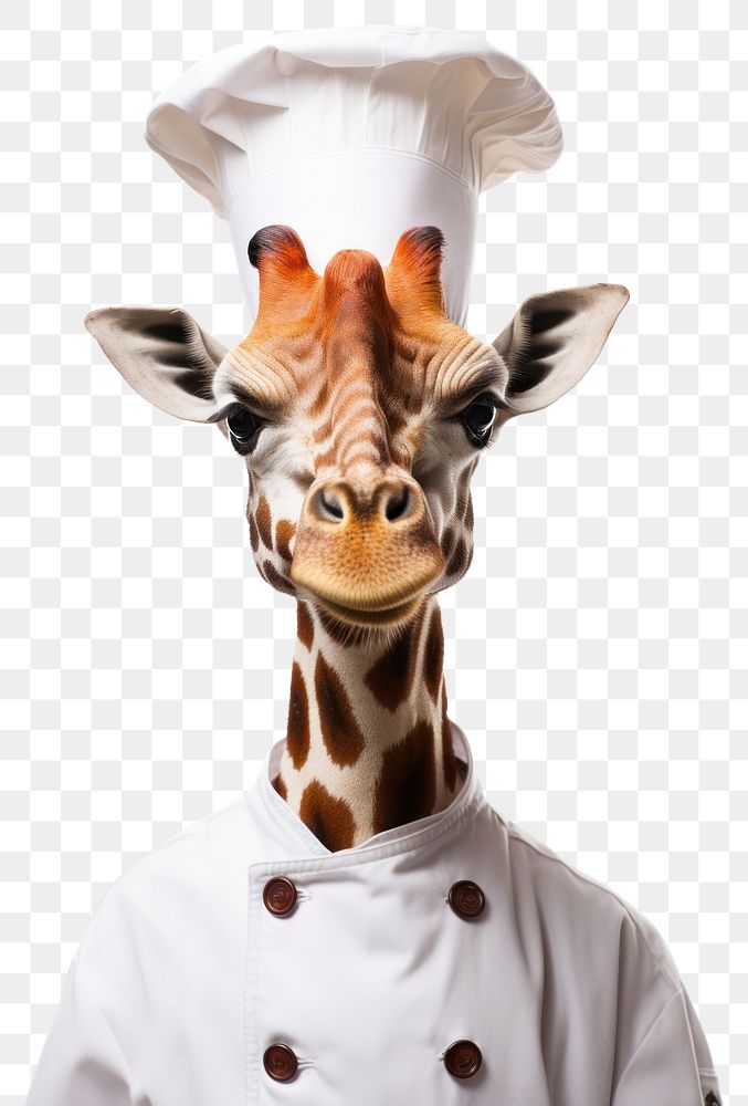 PNG  Giraffe animal chef white background.
