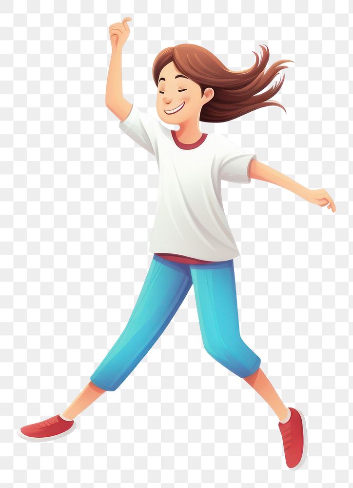 PNG Girl teenager cartoon dancing white background publication.