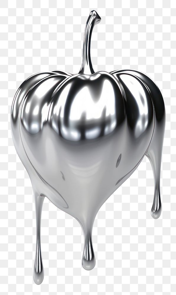 PNG Dripping apple silver metal food.