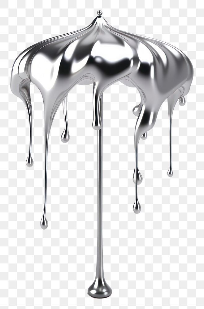 PNG Dripping umbrella silver metal white background.
