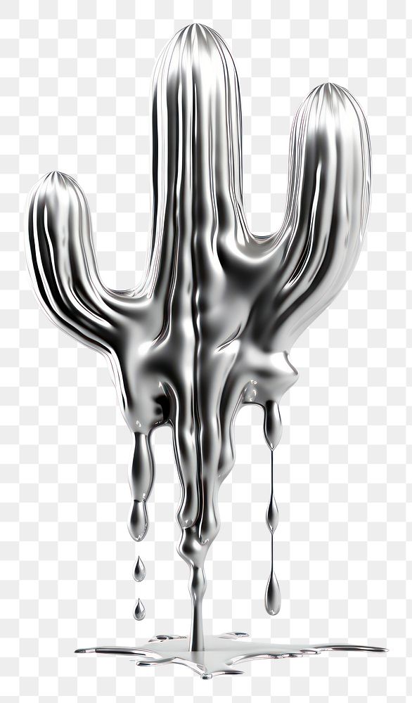 PNG Dripping cactus white background splashing cutlery.