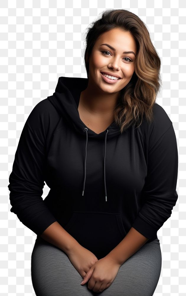 PNG Plus size sport woman in fitness photography sweatshirt portrait.