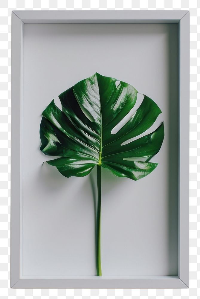 PNG Monstera leaf in picture frame plant freshness pineapple.