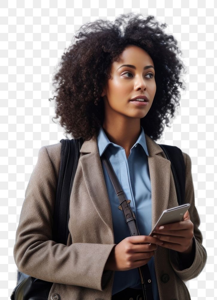 PNG Busy african american Businesswoman walking travel adult