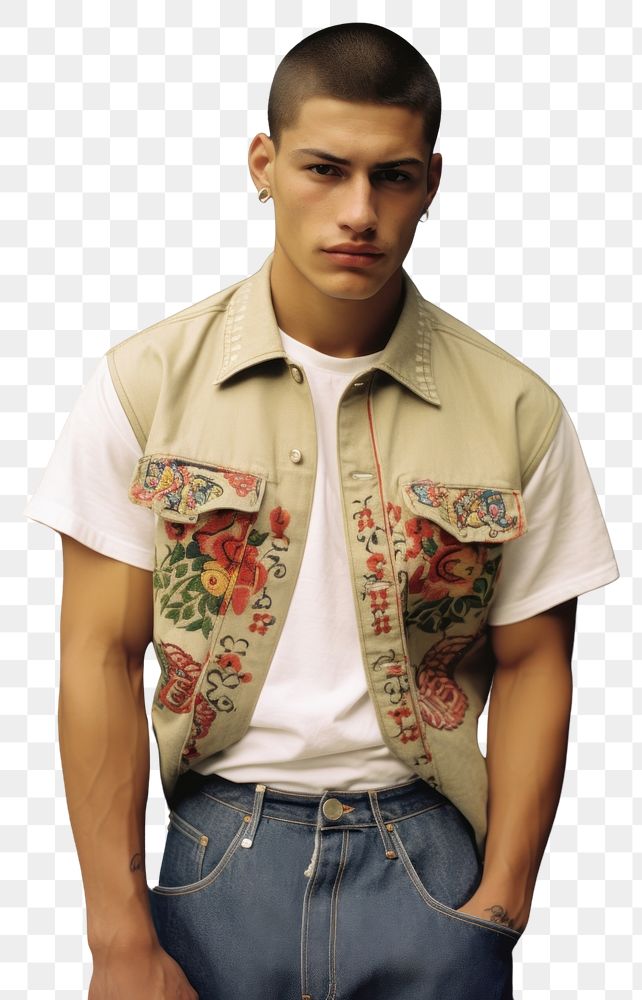 PNG Hispanic young man fashion shirt jeans.