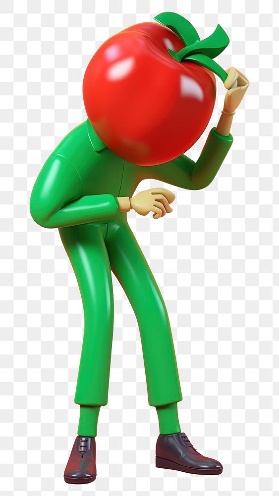 PNG  Man with tomato cartoon red vibrant color. AI generated Image by rawpixel.