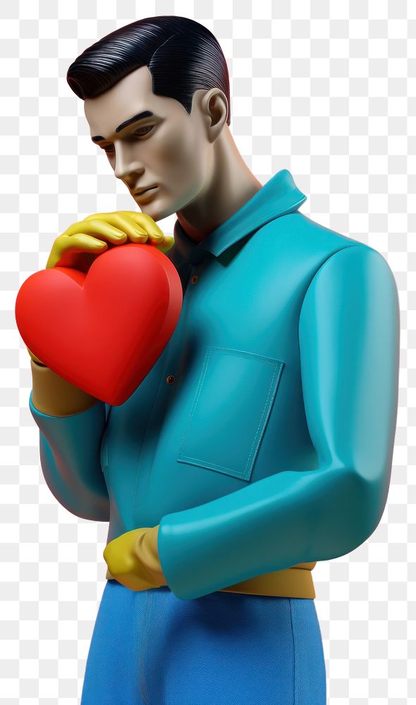 PNG  Man with heart icon cartoon adult toy. AI generated Image by rawpixel.