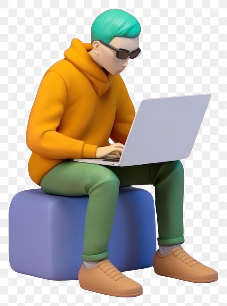 PNG  Man with laptop furniture computer sitting. AI generated Image by rawpixel.