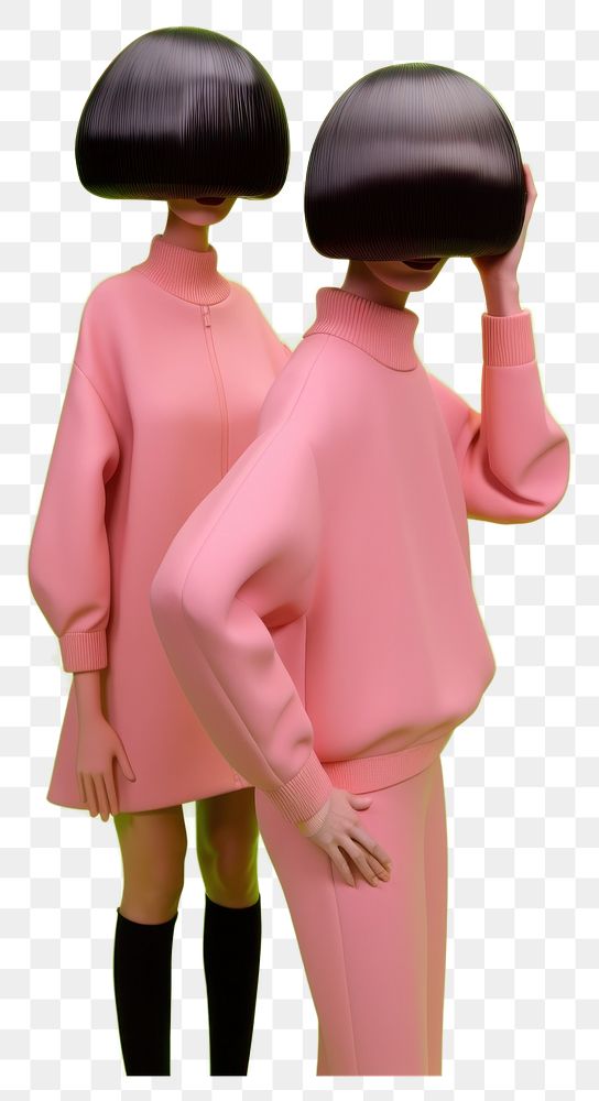 PNG  Couple wearing pink clothes portrait fashion adult. AI generated Image by rawpixel.