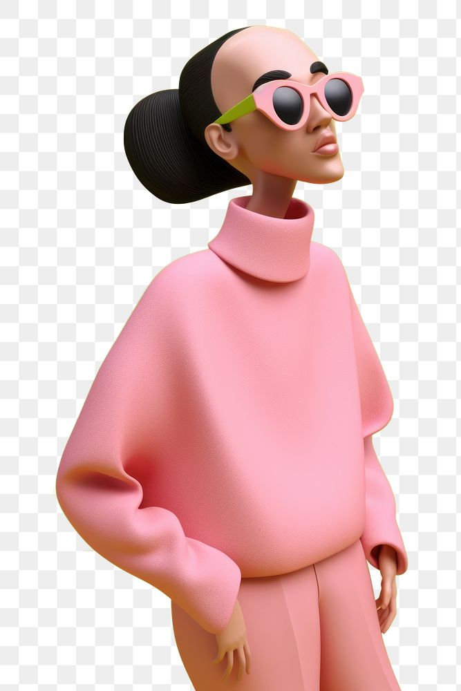 PNG  Couple wearing pink clothes cartoon figurine portrait. AI generated Image by rawpixel.