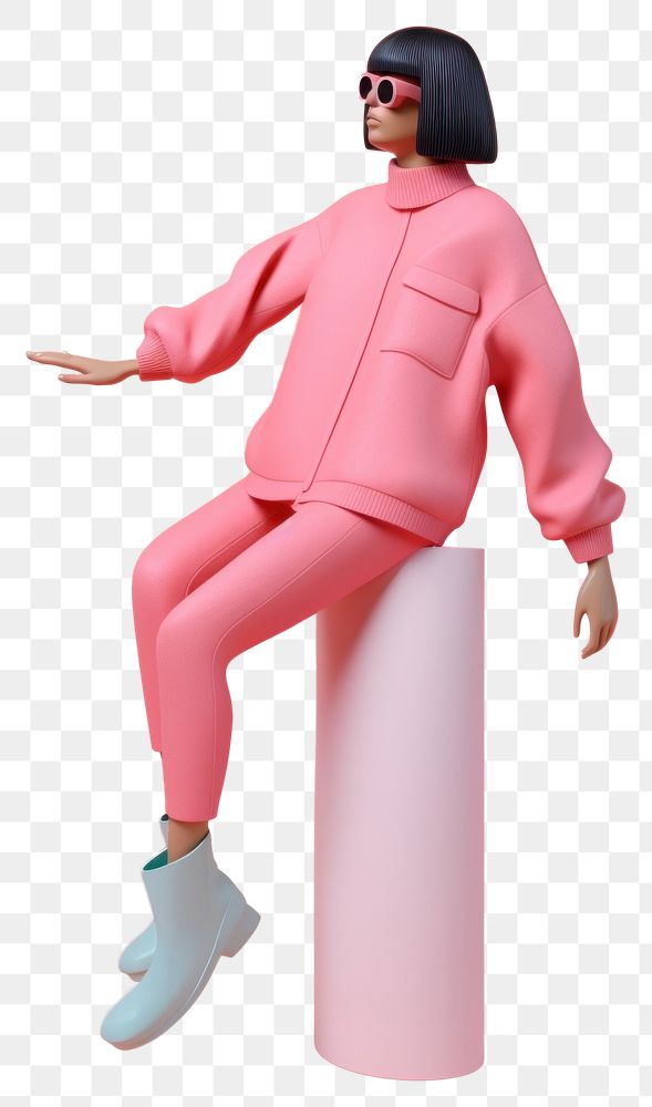 PNG  Couple wearing pink clothes figurine fashion adult. AI generated Image by rawpixel.