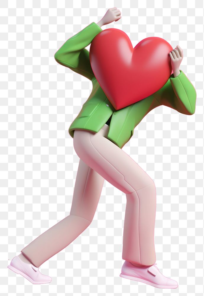 PNG  A man playing heart footwear cartoon pink. AI generated Image by rawpixel.