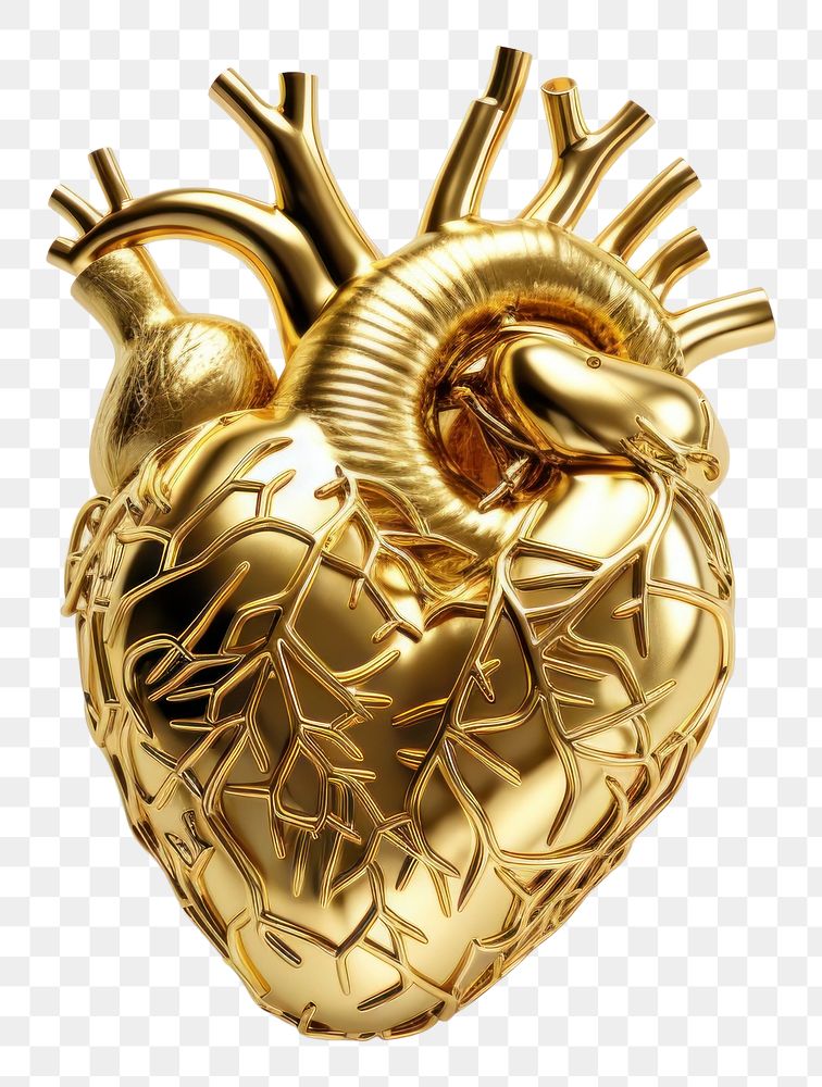 PNG Gold jewelry heart white background.