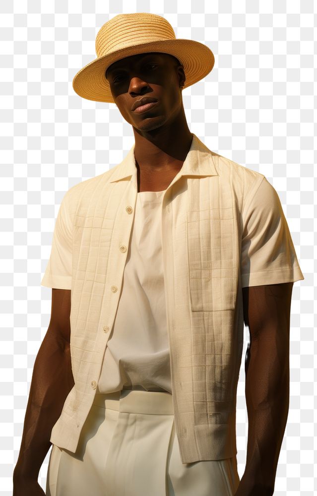PNG  Black man wearing basketball cap white stripe shirt fashion adult tree. AI generated Image by rawpixel.