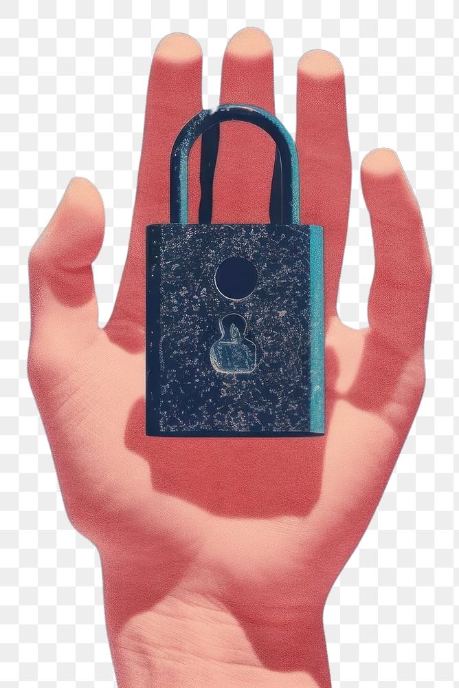 PNG  Padlock holding hand accessories.