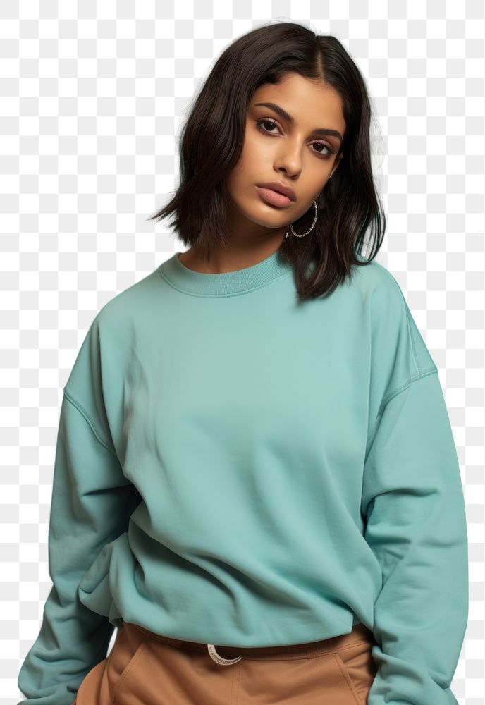 PNG Portrait clothing sweater sleeve.