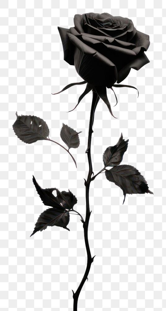 PNG Silhouette flower rose plant.