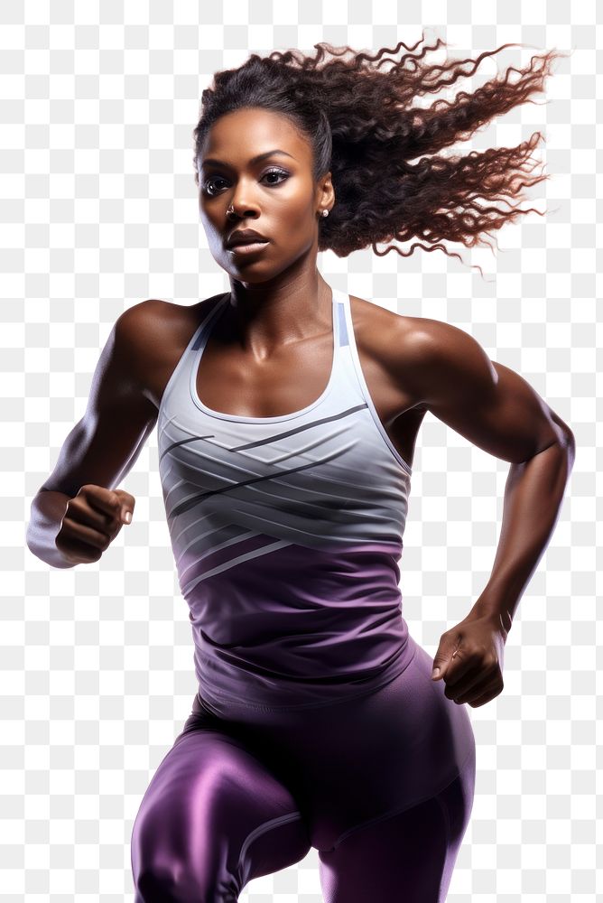 PNG Black female athlete is running portrait adult photo.