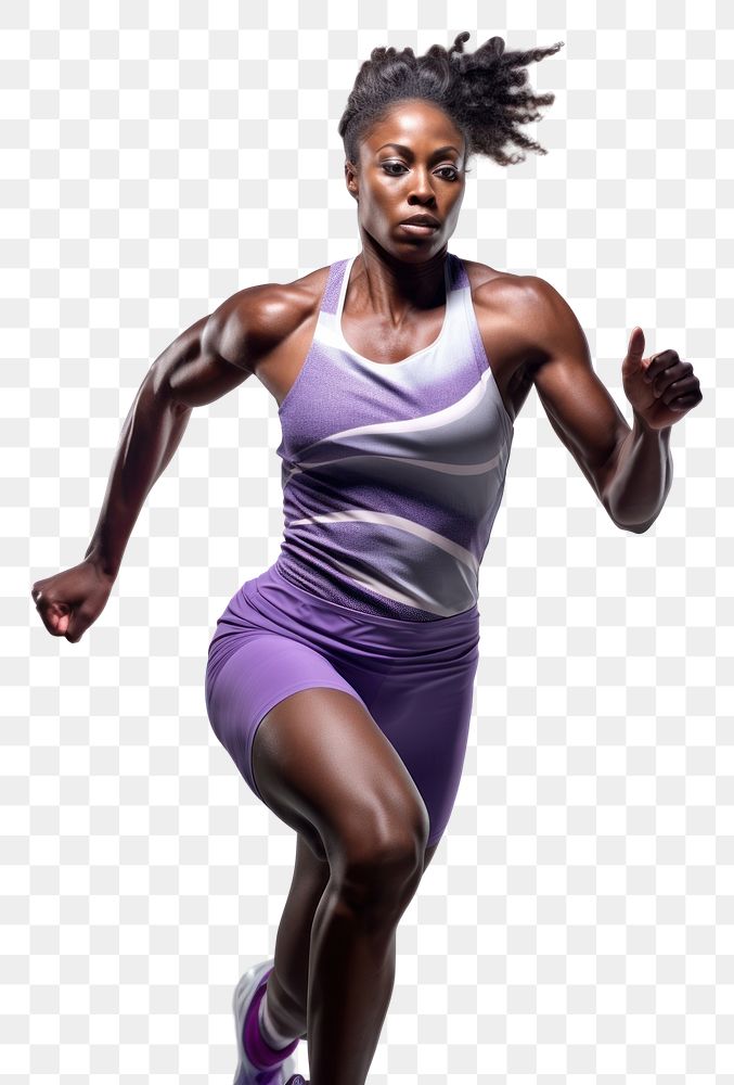 PNG Black female athlete is running adult white background determination.