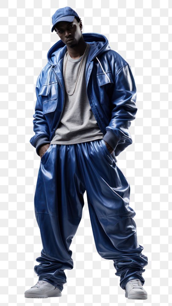 PNG  Black man model in blue sweatshirt standing fashion. AI generated Image by rawpixel.