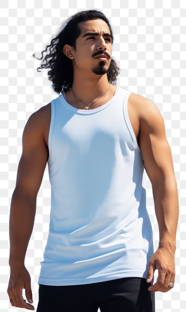 PNG Hispanic young man standing white blue.