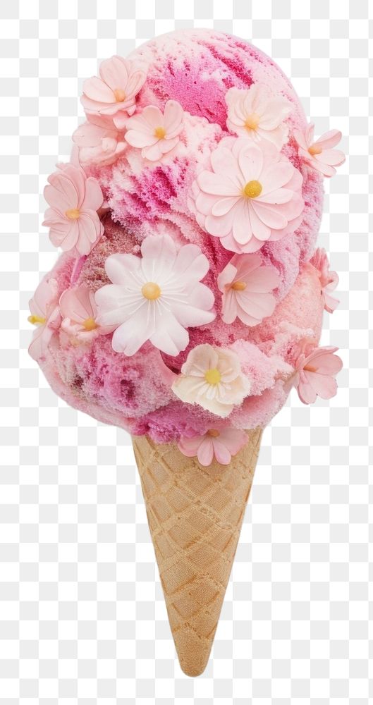 PNG Flat flower ice cream icon shape dessert nature food.