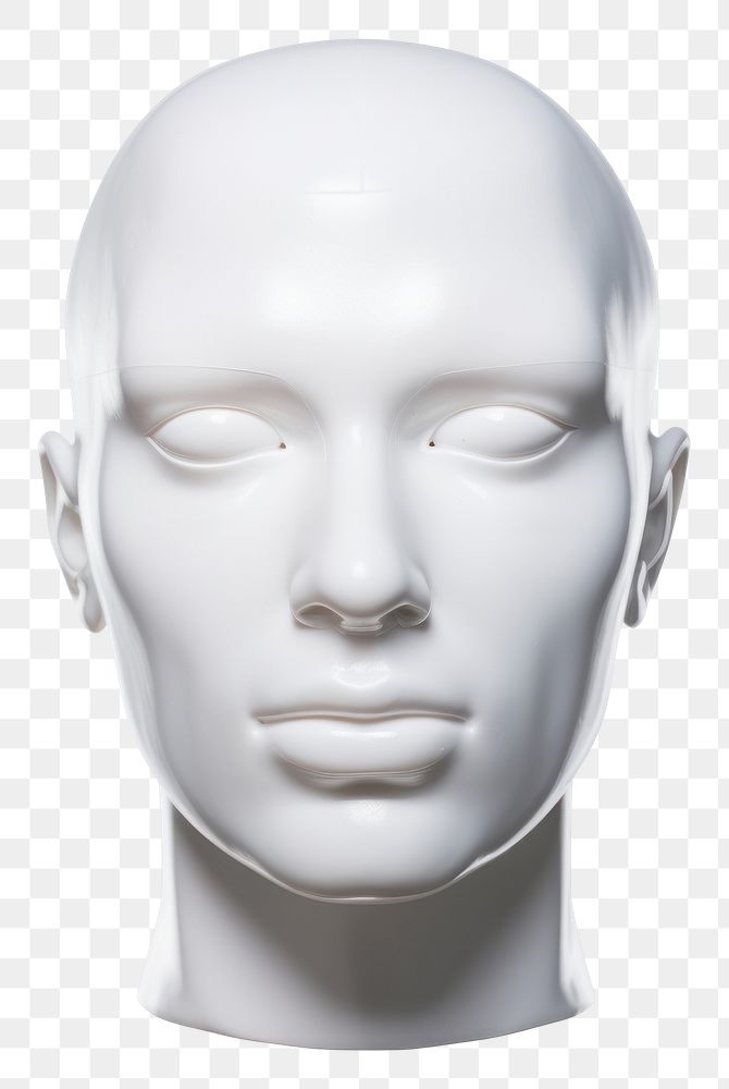 PNG White plastic head white background perfection mannequin.
