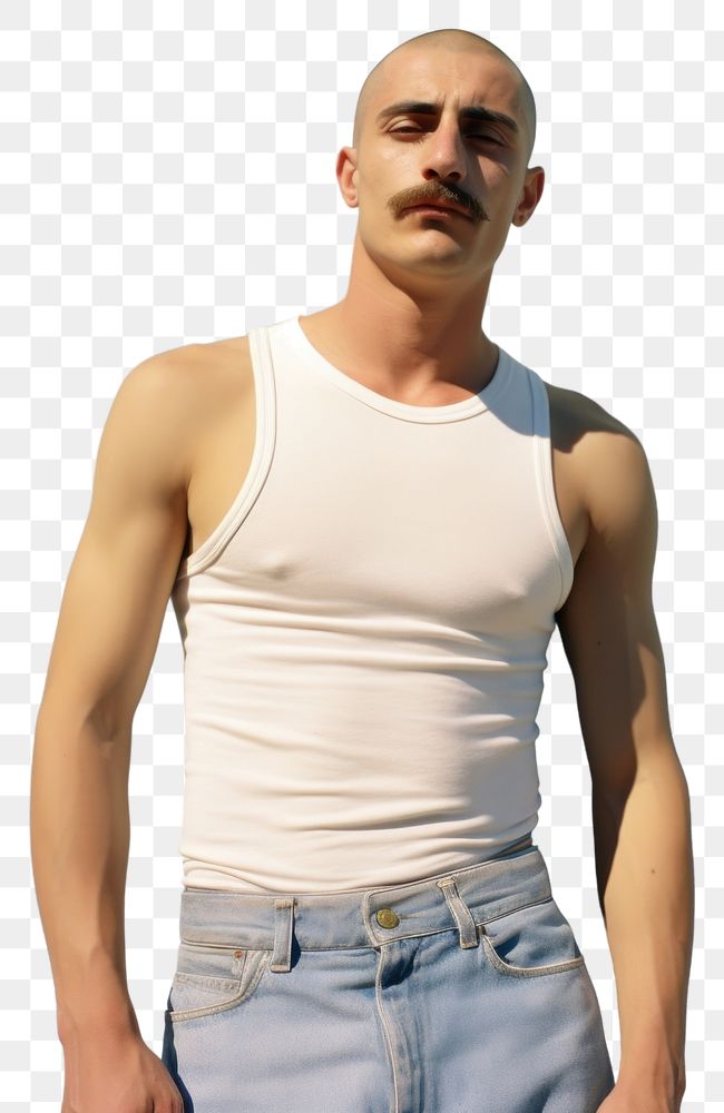 PNG Mexican man skinhead with Mustache fashion sports adult.