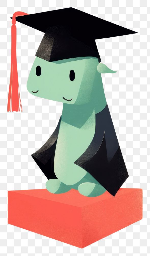 PNG Cute dragon wearing a graduation hat representation intelligence achievement.