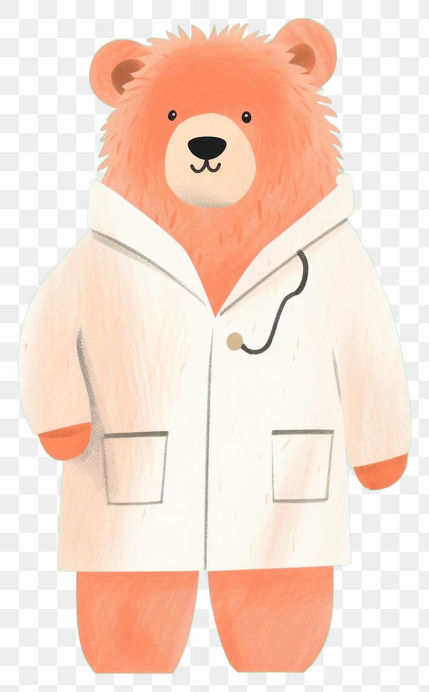 PNG Cute bear wearing laboratory gown mammal bear representation.