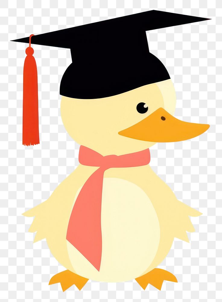 PNG Cute duck wearing a graduation hat representation intelligence achievement.