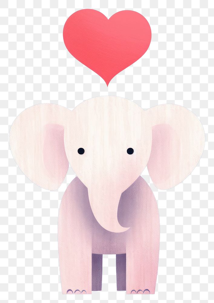 PNG Cute elephant holding a heart animal mammal nature.