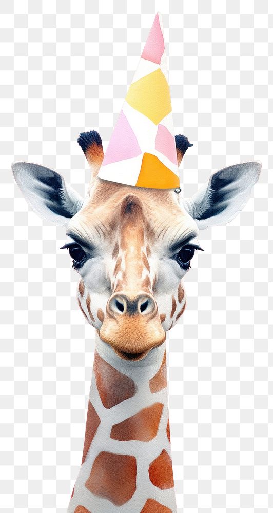 PNG Giraffe in birthday party costume animal mammal representation.