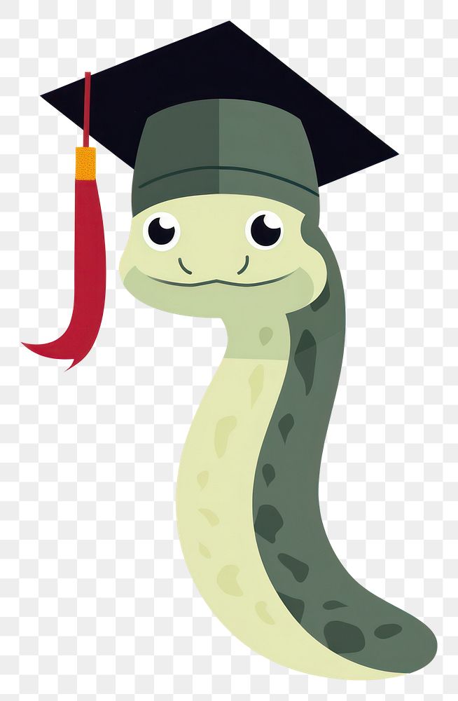 PNG Cute snake wearing a graduation hat representation achievement mortarboard.