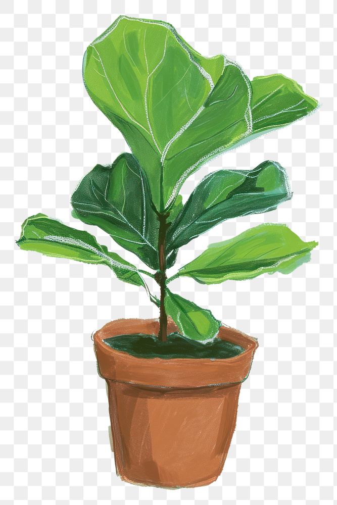 PNG Fiddle-Leaf Fig plant leaf houseplant green.