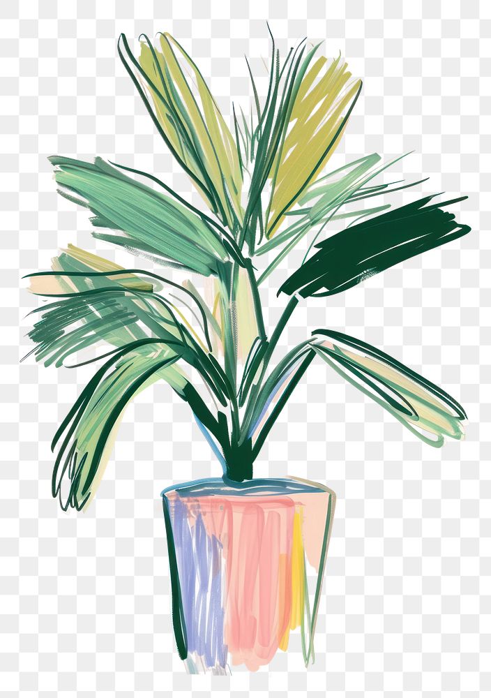 PNG Petticoat palm plant houseplant vase art.