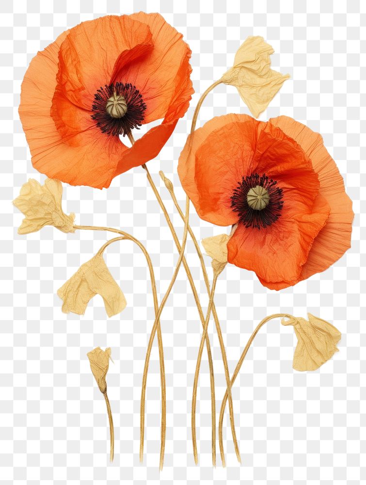 PNG Real Pressed a California Poppys flower poppy plant.