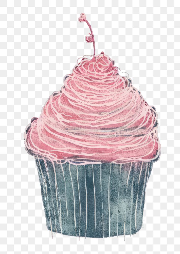 PNG  Chalk style cup cake cupcake dessert icing.