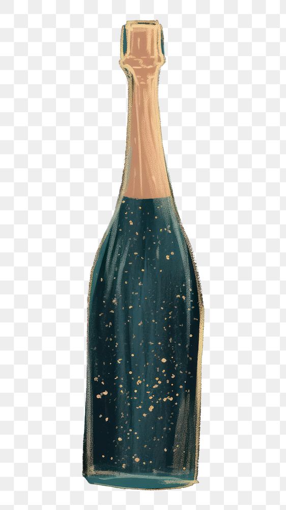 PNG  Chalk style champagne bottle drink wine.