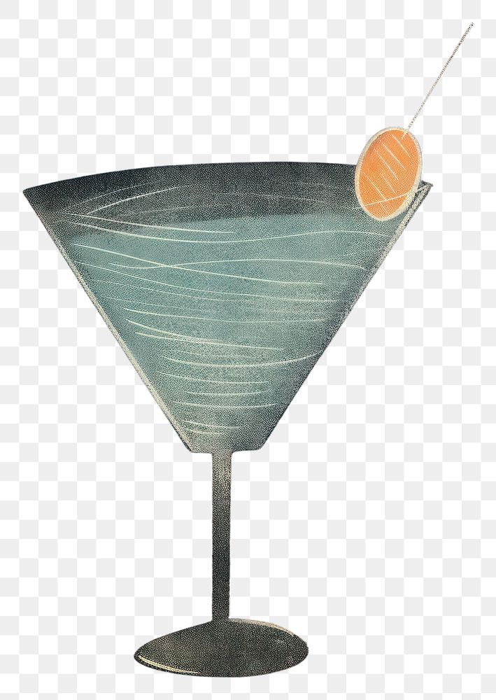 PNG  Chalk style cocktail martini drink glass.