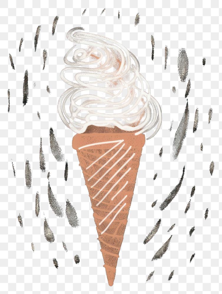 PNG  Chalk style ice cream dessert food cone.